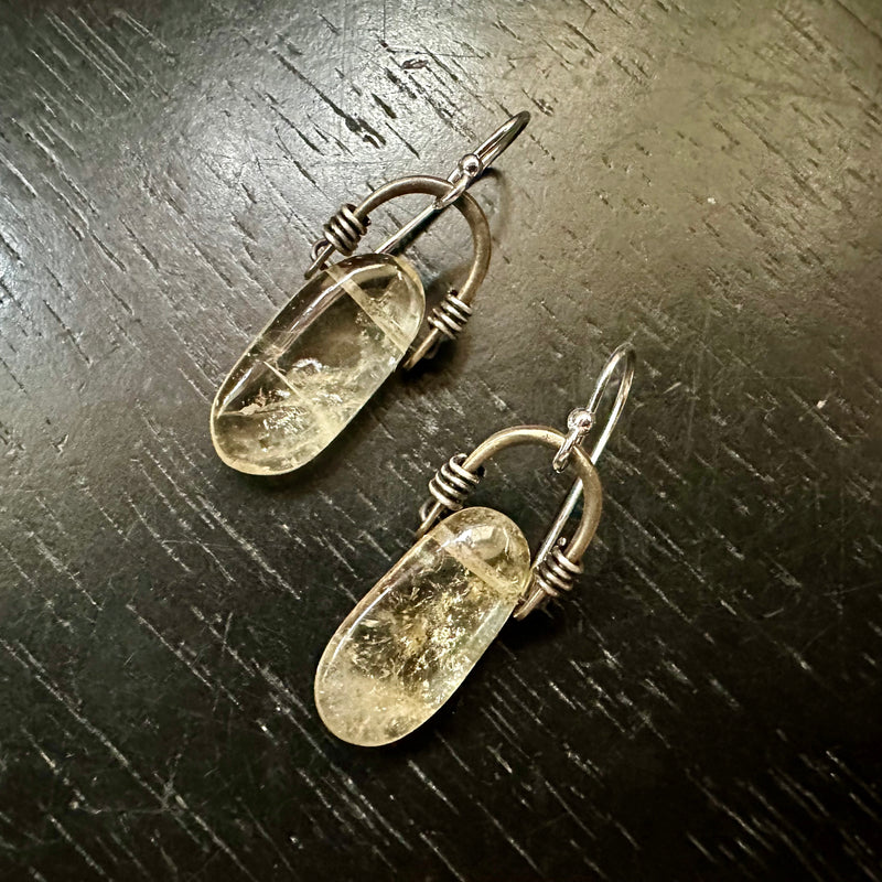 #6 Citrine Tiny Brass Taliswoman Earrings OOAK #6