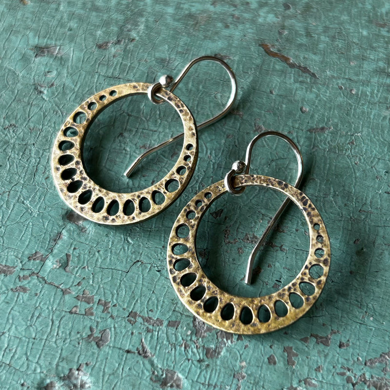 TINY Lotus Root Earrings in Brass- petite and sweet!