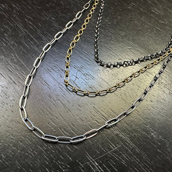 Triple Chain Necklace: Gold and Silver linked- 3 styles to choose from!