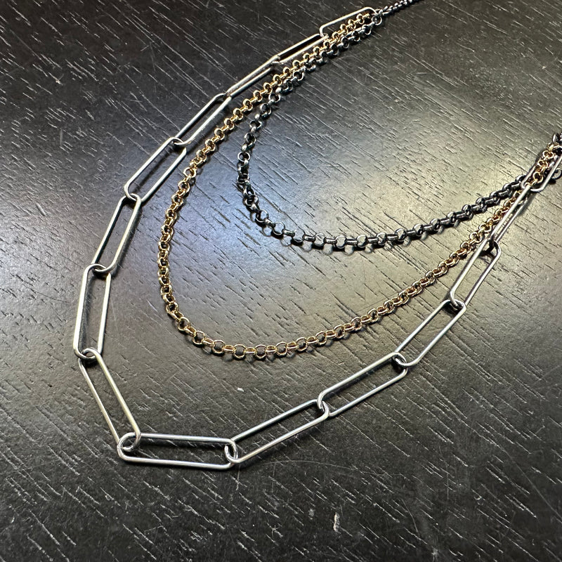 Triple Chain Necklace: Gold and Silver linked- 3 styles to choose from!