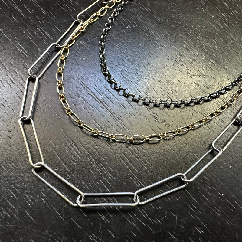 Triple Chain Necklace: Gold and Silver linked- 3 styles to choose from!