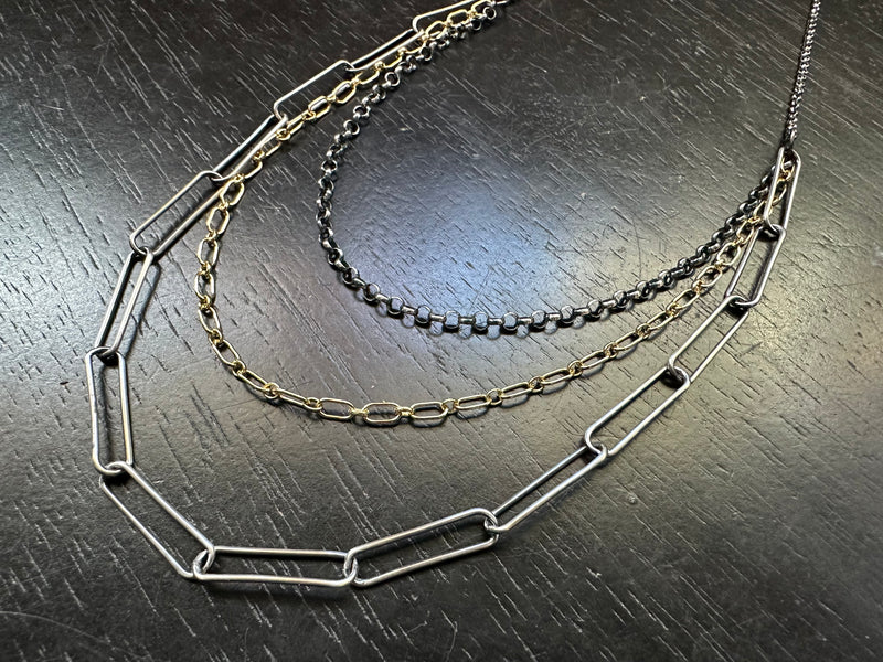 Triple Chain Necklace: Gold and Silver linked- 3 styles to choose from!