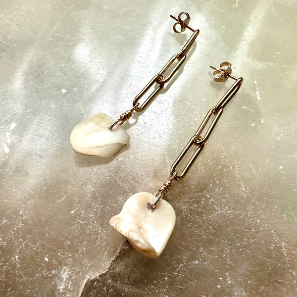 14K GOLD Comet POST Earrings with Vermont Shell Remnants