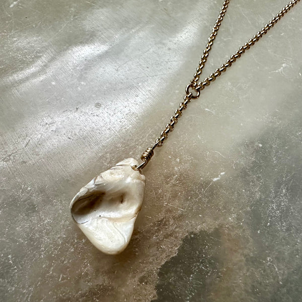 #2 Vermont Shell Remnant 14K Gold "Y" necklace, OOAK #2