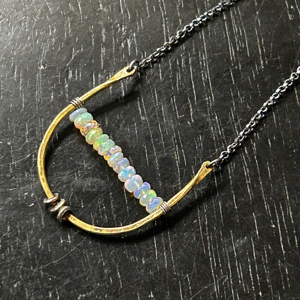 ARTEMIS NECKLACE with Faceted OPALS (OCTOBER BIRTHSTONE)