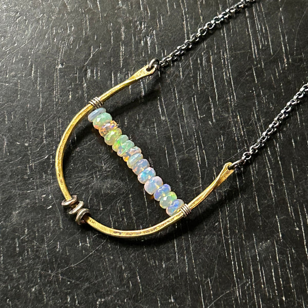 ARTEMIS NECKLACE with Faceted OPALS (OCTOBER BIRTHSTONE)