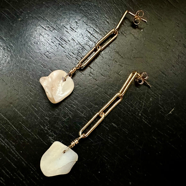 14K GOLD Comet POST Earrings with Vermont Shell Remnants