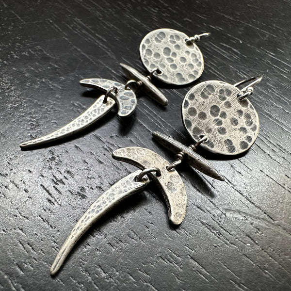 Mini Moon Totem Earrings - Sterling Silver