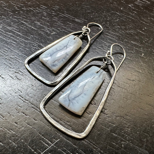 NEW! #3 "BLUE LACE" AGATES, SMALL SILVER CONTOURED TRAPEZOIDALS! OOAK #3