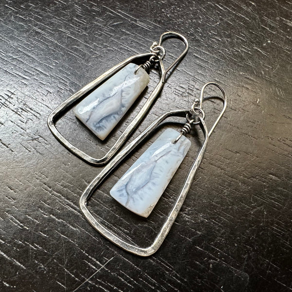 NEW! #3 "BLUE LACE" AGATES, SMALL SILVER CONTOURED TRAPEZOIDALS! OOAK #3