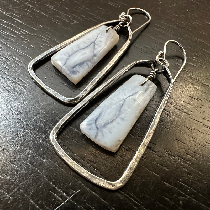 NEW! #3 "BLUE LACE" AGATES, SMALL SILVER CONTOURED TRAPEZOIDALS! OOAK #3
