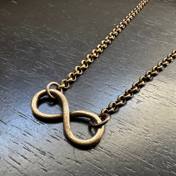 INFINITY Symbol Pendant in Brass on Oxidized Brass Chain