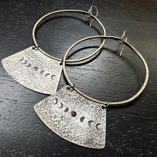 Phased Large Keyhole Mezzaluna Earrings