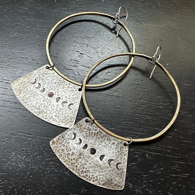 Phased Large Keyhole Mezzaluna Earrings