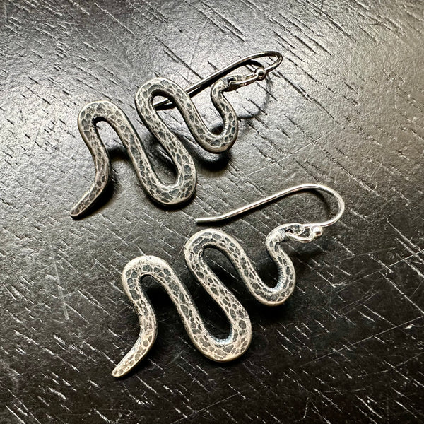 Snake Earrings - Silver