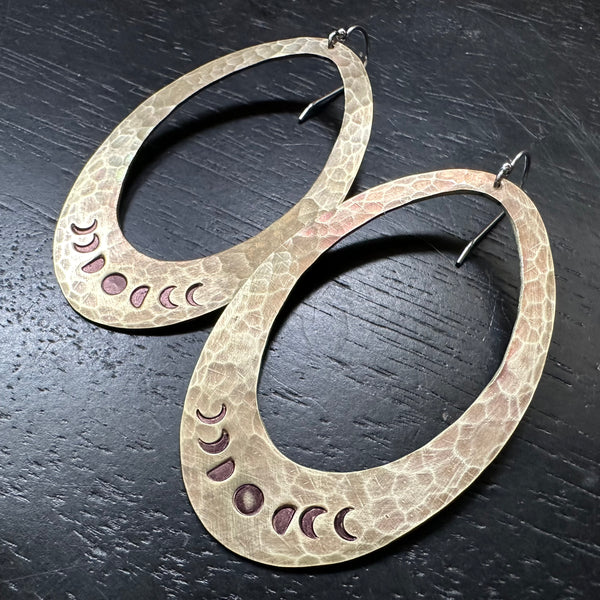 Phased Brass Oval Earrings