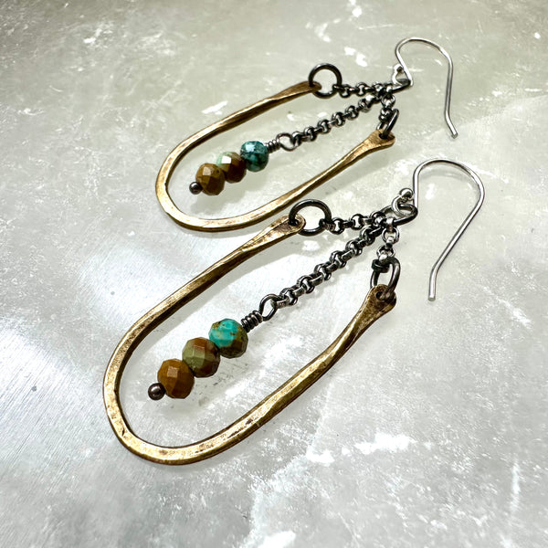 Tiny Brass Hestia Earrings with Your Choice of Crystal