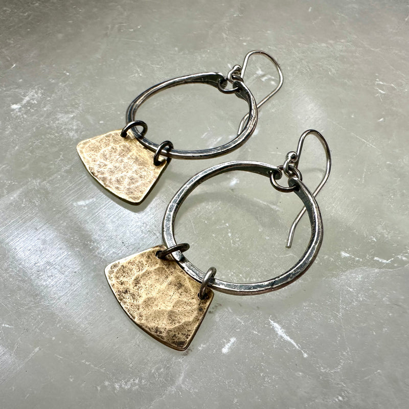 Keyhole Mezzaluna Earrings with Silver Hoops