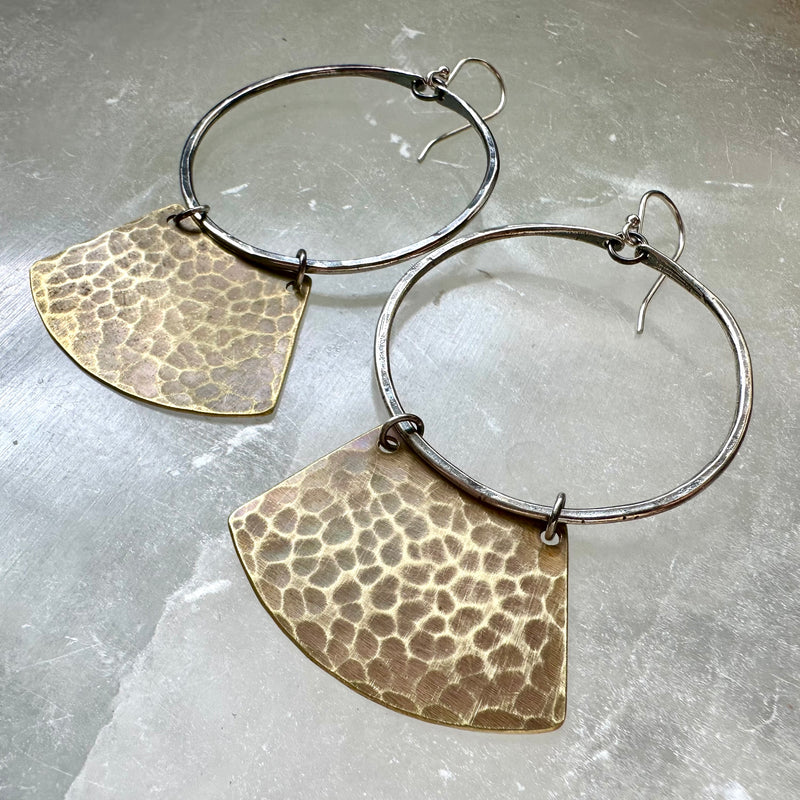 Keyhole Mezzaluna Earrings with Silver Hoops