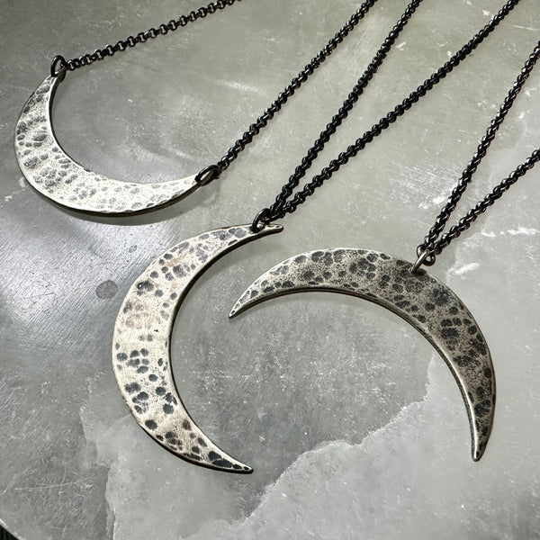 XL Silver Crescent Moon Necklace