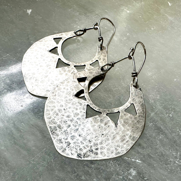 Silver Sun Shield Earrings