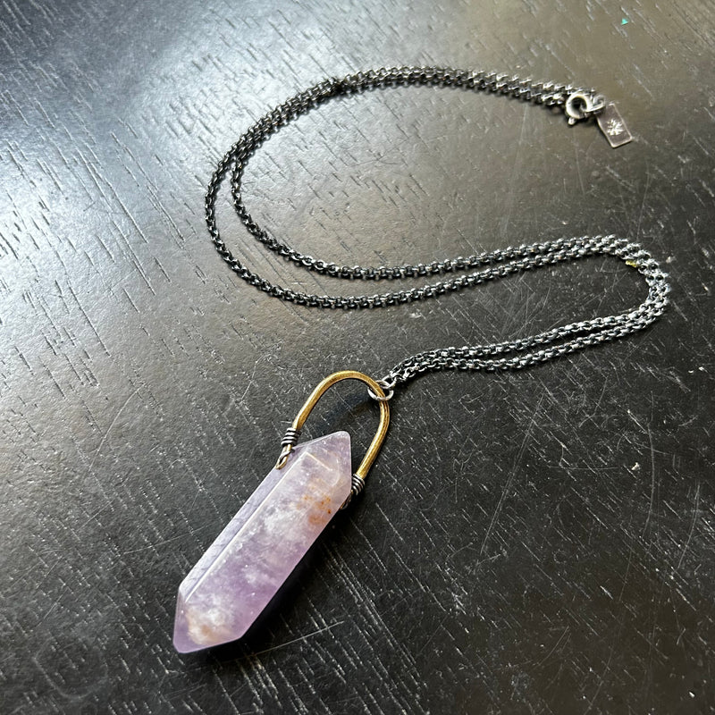 Double Point Faceted AMETHYST TALISWOMAN Necklace OOAK #1