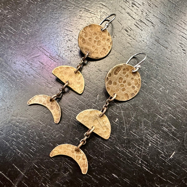 Brass Triple Moon Phase Earrings – jenkahnjewelry