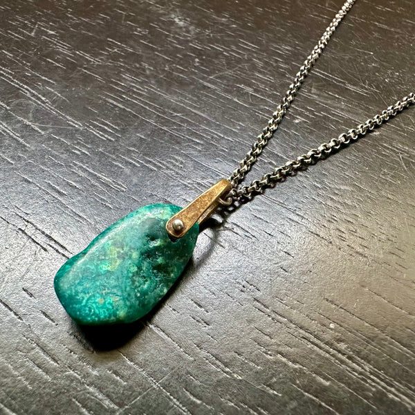 #3 Long Turquoise Taliswoman with Brass Bail OOAK #3