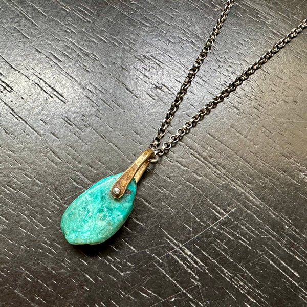 #4 Long Turquoise Taliswoman with Brass Bail OOAK #4