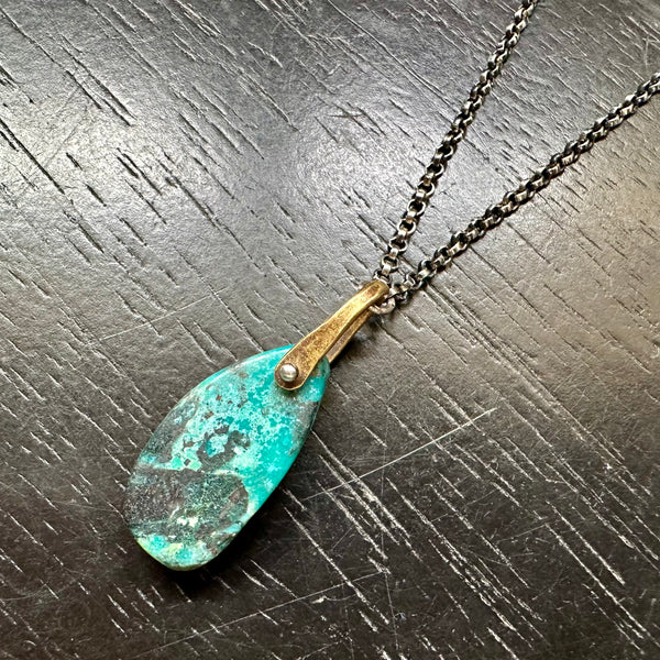 #5 Long Turquoise Taliswoman with Brass Bail OOAK #5