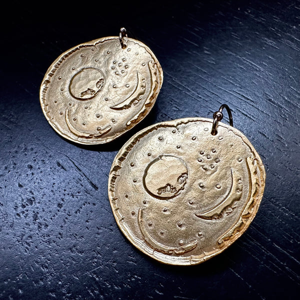 Gold Nebra Sky Disc Earrings