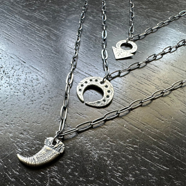 LARGE-LINK STERLING SILVER CHAIN NECKLACES with YOUR CHOICE of SMALL PENDANTS