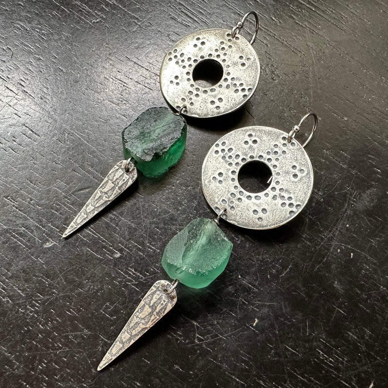 Roman Glass Nomad Earrings in Sterling Silver