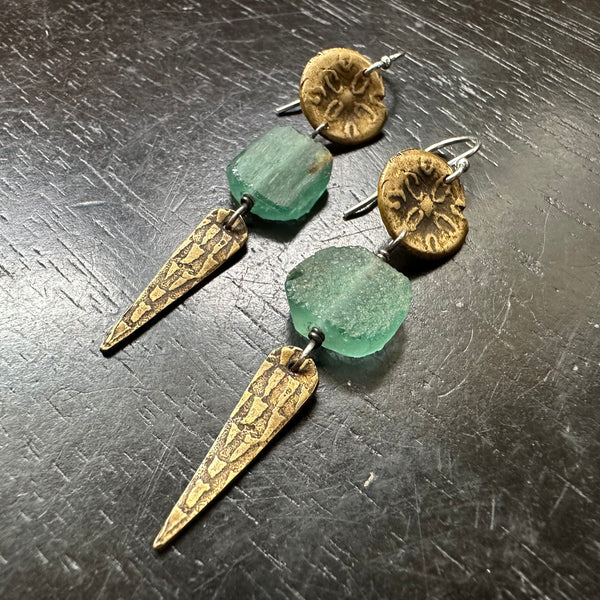 Roman glass, Brass Sand Dollars and Spears