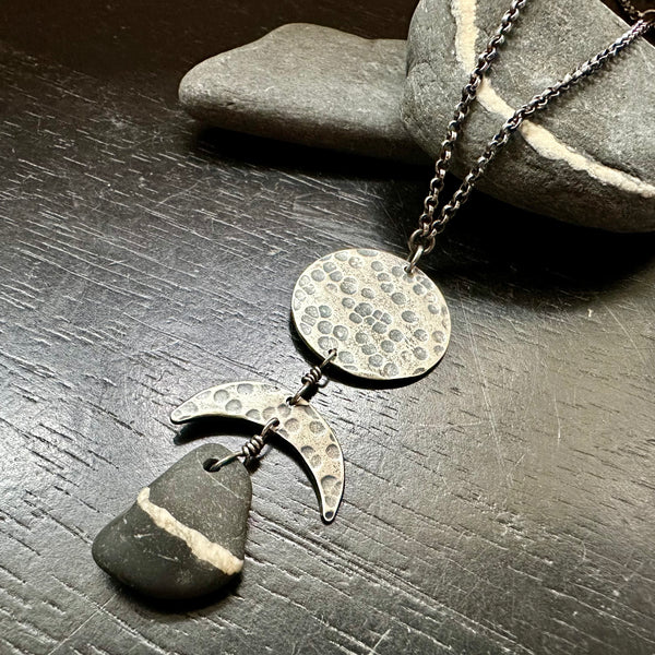 NEW #3 VERMONT ROCKS! "WISHING STONE" / MOON TOTEM NECKLACE, OOAK #3