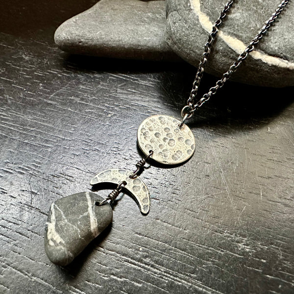 NEW #6 VERMONT ROCKS! "WISHING STONE" / MOON TOTEM NECKLACE, OOAK #6