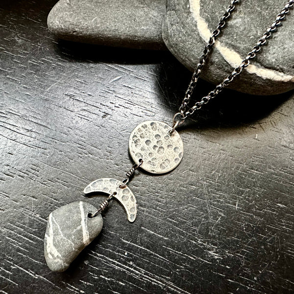 NEW #6 VERMONT ROCKS! "WISHING STONE" / MOON TOTEM NECKLACE, OOAK #6