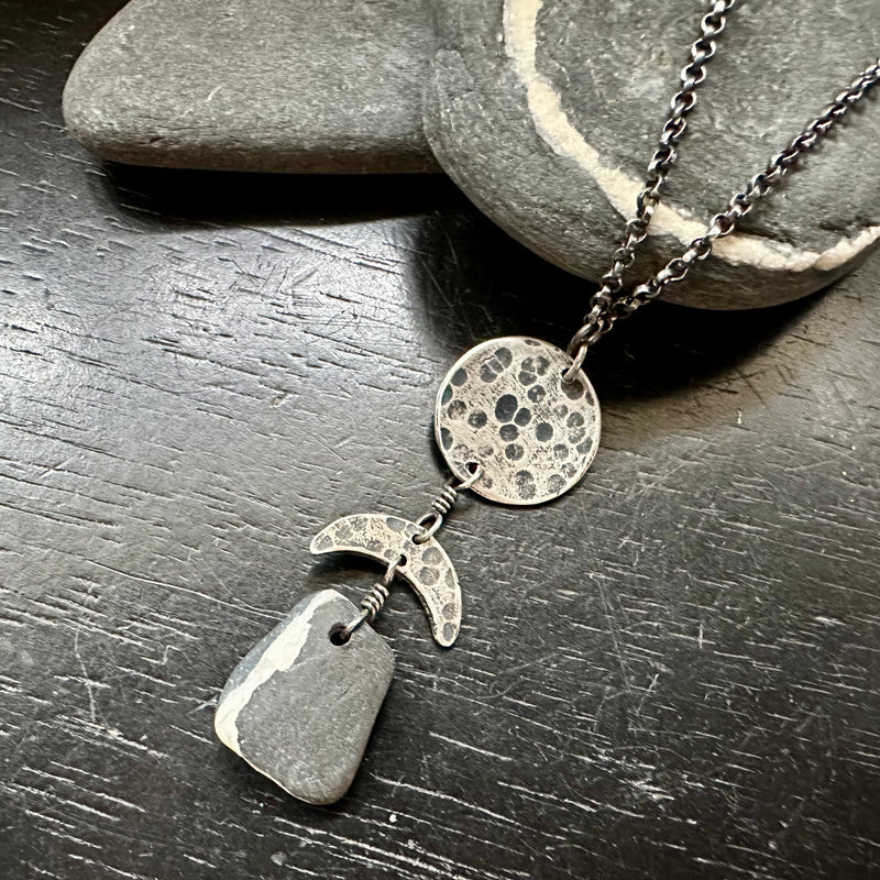 NEW #8 VERMONT ROCKS! "WISHING STONE" / MOON TOTEM NECKLACE, OOAK #8