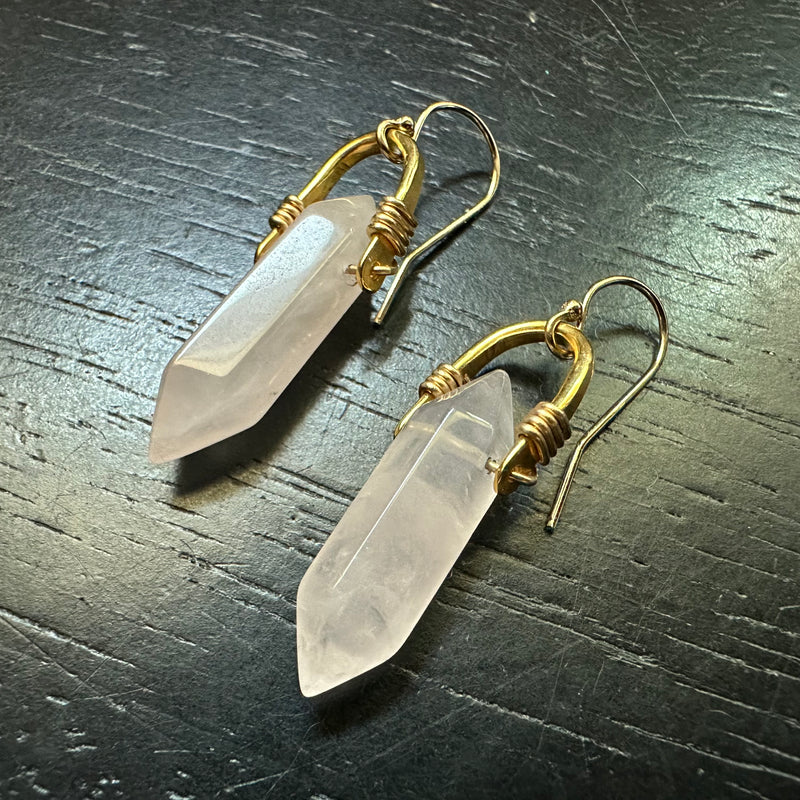 Rose Quartz Gold Taliswoman Earrings