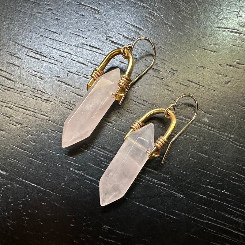 Rose Quartz Gold Taliswoman Earrings