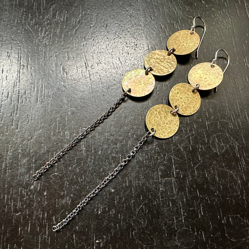 Brass sales disc earrings