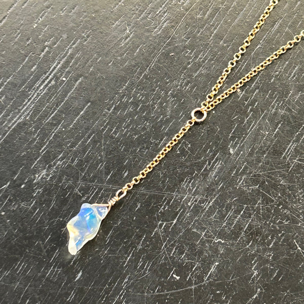 #1 RAW OPAL GOLD "Y" Necklace (OCTOBER BIRTHSTONE) OOAK #1