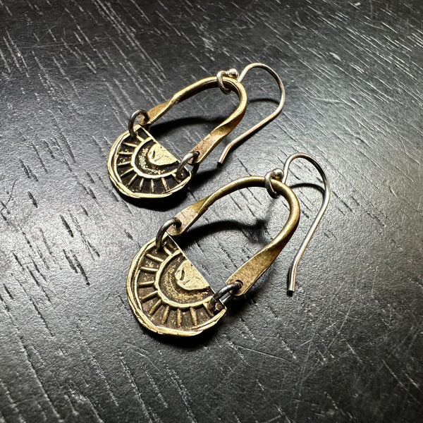 Tiny Taliswoman Earrings with Brass Sun-Bows