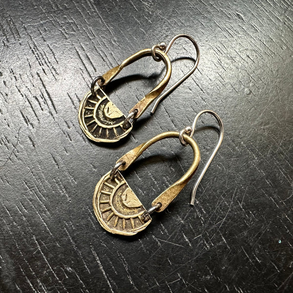 Tiny Taliswoman Earrings with Brass Sun-Bows