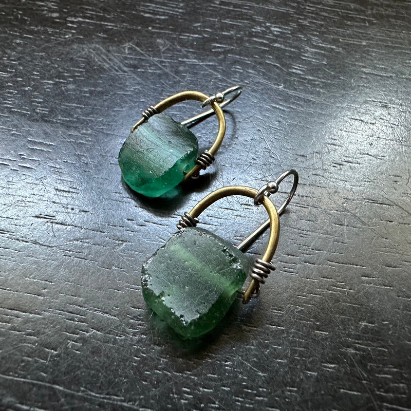 Ancient Roman Glass Taliswoman Earrings