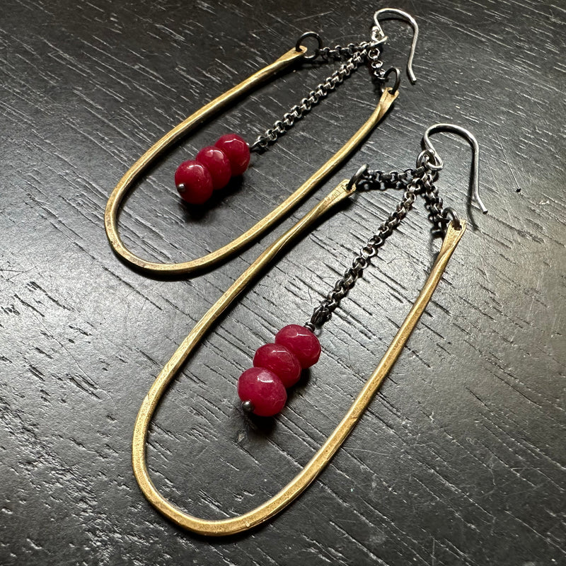 Medium Brass Ruby HESTIA EARRINGS