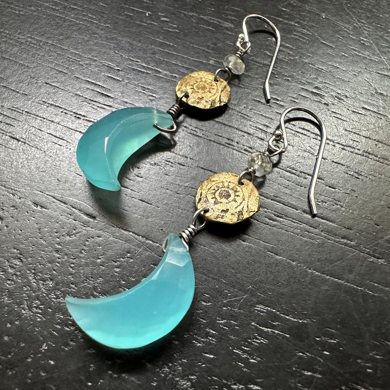 Apatite Moon Earrings