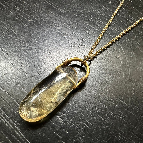 #1 CITRINE LONG OVAL Taliswoman GOLD Necklace OOAK #1