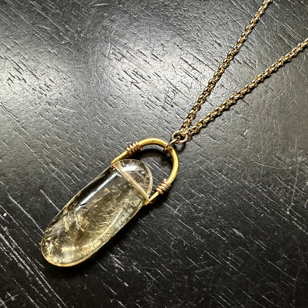 #1 CITRINE LONG OVAL Taliswoman GOLD Necklace OOAK #1
