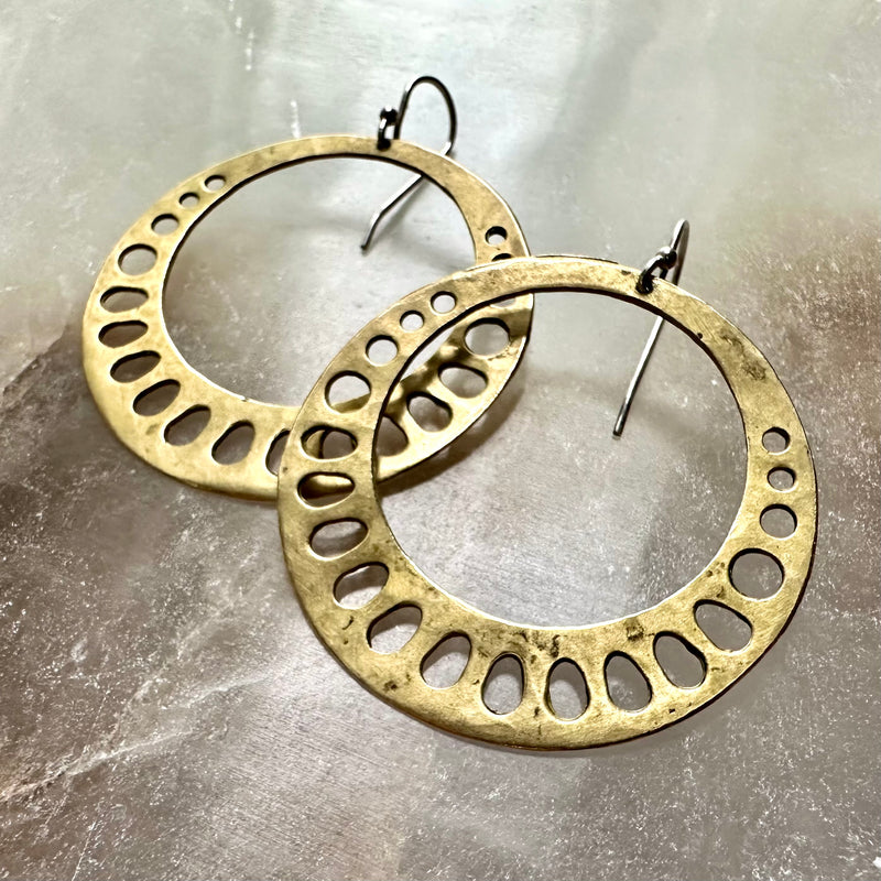 Brass Lotus Root Earrings